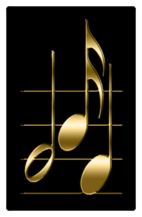 DF35T 382 BK GD Music Notes Black Gold